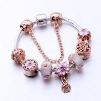 European armband, Zinc Alloy, met Lampwork, plated, voor vrouw & glazuur & met strass, gemengde kleuren, Verkocht door PC