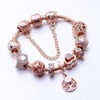 European Armband, Zinklegierung, plattiert, für Frau & mit Strass, Roségold, verkauft von PC