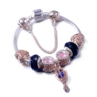 Bracciale European, lega in zinco, placcato, per la donna & con strass, colori misti, Venduto da PC