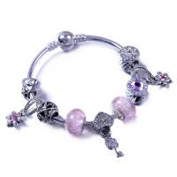 European Bracelet Zinc Alloy with Lampwork plated for woman & with rhinestone mixed colors Sold By PC