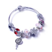 European Bracelet Zinc Alloy with Lampwork plated for woman & with rhinestone mixed colors Sold By PC