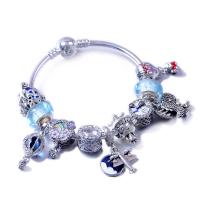 European armband, Zinc Alloy, met Lampwork, plated, voor vrouw & glazuur & met strass, gemengde kleuren, Verkocht door PC