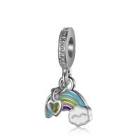 European stile Zinc Alloy pendenti, lega in zinco, Arcobaleno, placcato, smalto & con strass, colori misti, 25x15mm, Venduto da PC