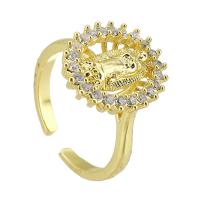 metal Anillo de dedo Cuff, chapado en color dorado, Ajustable & Joyería & micro arcilla de zirconia cúbica, dorado, 13x16mm, tamaño:6.5, 10PCs/Grupo, Vendido por Grupo