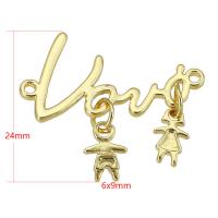 Messing hangers, gold plated, mode sieraden & DIY & voor vrouw, gouden, 24mm, Gat:Ca 2mm, 10pC's/Lot, Verkocht door Lot