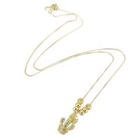 Cubic Zircon Micro Pave Brass Necklace gold color plated fashion jewelry & micro pave cubic zirconia & for woman golden Length 19 Inch Sold By Lot