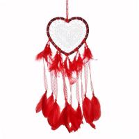 Mode Dreamcatcher, Feather, med Lace & Træ & Jern, Heart, håndlavet, hule, flere farver til valg, 150x550mm, Solgt af PC