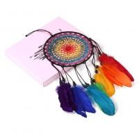 Mode Dreamcatcher, plume, avec Fibre de polyester & bois & fer, Rond, fait à la main, styles différents pour le choix, couleurs mélangées, Longueur 50-90 cm, Vendu par PC