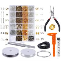 Zink Alloy Smycken Hitta Set, med Plastlåda, plated, DIY, blandade färger, 195x135x23mm, 2Lådor/Lot, Säljs av Lot