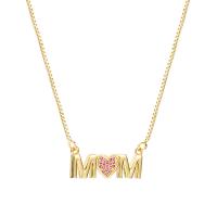 Brass Necklace Alphabet Letter 18K gold plated Mother Day Jewelry & micro pave cubic zirconia & for woman nickel lead & cadmium free 25mm Length Approx 17.7 Inch Sold By PC