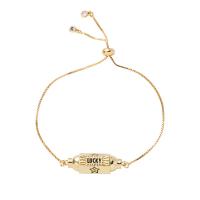 Bracelets en laiton, Plaqué or 18K, avec le motif de lettre & pour femme, protéger l'environnement, sans nickel, plomb et cadmium, Longueur Environ 8.6 pouce, Vendu par PC