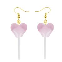 Hars Earring, met Zinc Alloy, Lollipop, voor vrouw, meer kleuren voor de keuze, 15x70mm, Verkocht door pair