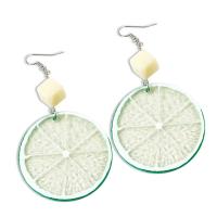 Acrylic Jewelry Earring with Zinc Alloy Lemon for woman Sold By Pair