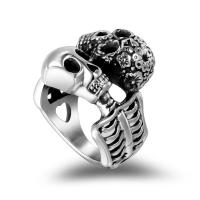 Titantium Steel fingerring, Titanium Stål, Skull, poleret, Unisex & forskellig størrelse for valg, oprindelige farve, Solgt af PC