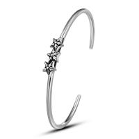 Titanium Staal Manchet Bangle, Ster, gepolijst, Verstelbare & voor vrouw, oorspronkelijke kleur, 60mm, Verkocht door PC