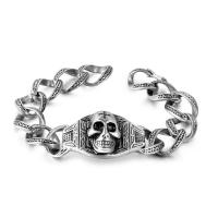 Partículas de acero Pulsera, Calavera, pulido, para hombre, color original, longitud aproximado 8.66 Inch, Vendido por UD