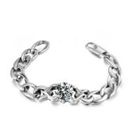 Titanium Staal Armband, gepolijst, voor de mens & met strass, oorspronkelijke kleur, Lengte Ca 8.46 inch, Verkocht door PC