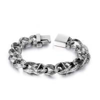 Titanium Staal Armband, gepolijst, voor de mens, oorspronkelijke kleur, Lengte Ca 8.85 inch, Verkocht door PC