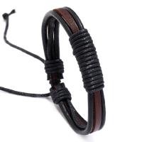 PU leder koord armbanden, met Hennep & Koeienhuid, handgemaakt, Verstelbare & uniseks, 6cm, Lengte Ca 17-18 cm, Verkocht door PC