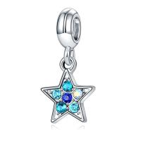 European Zinc Alloy Pendler, Stjerne, forgyldt, med rhinestone, flere farver til valg, 25x15mm, Solgt af PC