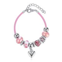 European Bracelet Zinc Alloy with Lampwork plated for woman & with rhinestone mixed colors Sold By PC