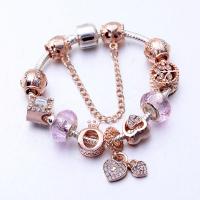 European Armband, Zinklegierung, mit Lampwork, plattiert, für Frau & mit Strass, Roségold, verkauft von PC