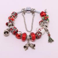 European armband, Zinc Alloy, met Lampwork & Messing, Kerst sieraden & voor vrouw & glazuur, gemengde kleuren, Verkocht door PC