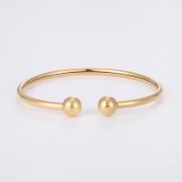 304 rozsdamentes acél Cuff Bangle, egynemű, aranysárga, Hossz 20 cm, Által értékesített PC