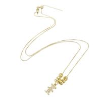 Cubic Zircon Micro Pave Brass Necklace gold color plated fashion jewelry & micro pave cubic zirconia & for woman golden Length 19 Inch Sold By Lot