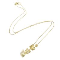 Collier en laiton cubique Zircon Micro Pave, renard, Placage de couleur d'or, bijoux de mode & pavé de micro zircon & pour femme, doré, 12x19x4mm, Longueur 19 pouce, 10PC/lot, Vendu par lot