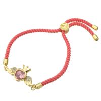 Cúbicos Circonia pulsera Latón Micro pavimenta, metal, con cordón de nylon, chapado en color dorado, Joyería & micro arcilla de zirconia cúbica & para mujer, más colores para la opción, 30x15x5mm, longitud 9 Inch, 10PCs/Grupo, Vendido por Grupo