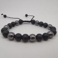 Gemstone Armbånd, Black Stone, med Tiger Eye & Hæmatit, Runde, Justerbar & Unisex, flere farver til valg, 8mm, Længde Ca. 7.5 inch, Solgt af PC