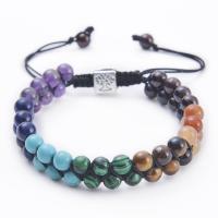 Gemstone Woven Ball armband, Natursten, med Knut Sladd & turkos, handgjord, Dubbla lager & mode smycken & Unisex, nickel, bly och kadmium gratis, 6mm, Längd Ca 7.5-11.8 inch, Säljs av PC