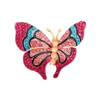 Rhinestone Brooch Zinc Alloy Butterfly gold color plated for woman & with rhinestone nickel lead & cadmium free Sold By Lot