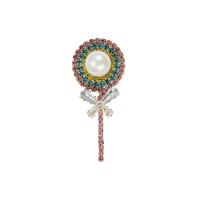 South Sea Shell broche, laiton, avec Shell Pearl, Sucette, Plaqué or 18K, pavé de micro zircon & pour femme, 20x48mm, Vendu par PC