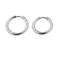 Mens Stainless Steel Hoop Earring, 304 rustfrit stål, rustfrit stål hoop øreringe, poleret, for kvinde, sølv, Solgt af PC