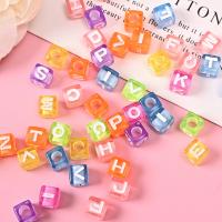 Alphabet Akril gyöngyök, Square, festett, DIY, kevert színek, Által értékesített Bag