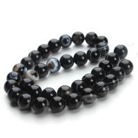 spets agat Bead, Rund, DIY, svart, Såld Per Ca 38 cm Strand