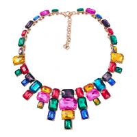 Colar de jóias de liga de zinco, with 3.07 extender chain, joias de moda & para mulher & com strass de vidro, multi colorido, vendido para 15.94 inchaltura Strand