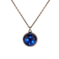 Tijd Gem sieraden ketting, Glas, met Zinc Alloy, met 5 extender keten, Ronde, plated, uniseks, meer kleuren voor de keuze, 23x18mm, Lengte Ca 20.08 inch, Verkocht door PC