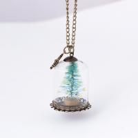 luminated Ketting, Glas, met Zinc Alloy, met 5 extender keten, mode sieraden & uniseks, groen, 30x41mm, Lengte Ca 27.55 inch, Verkocht door PC