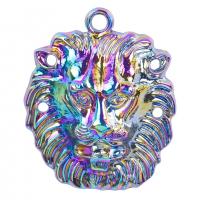 Pendentifs animaux en alliage de zinc, lion, Placage coloré, styles différents pour le choix & pour homme, plus de couleurs à choisir, protéger l'environnement, sans nickel, plomb et cadmium, 43x52mm, Longueur Environ 19.69 pouce, Vendu par PC