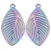 Pendentifs feuilles en alliage de zinc , Placage coloré, unisexe & styles différents pour le choix, plus de couleurs à choisir, protéger l'environnement, sans nickel, plomb et cadmium, 17x33mm, Longueur Environ 19.69 pouce, Vendu par PC