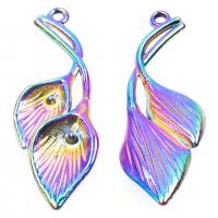 Pendentifs feuilles en alliage de zinc , Calla Lily, Placage coloré, unisexe & styles différents pour le choix, plus de couleurs à choisir, protéger l'environnement, sans nickel, plomb et cadmium, 15x39mm, Longueur Environ 19.69 pouce, Vendu par PC