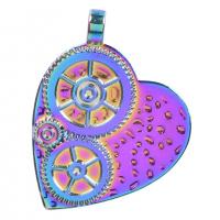 Pendentifs coeur en alliage de zinc, Placage coloré, unisexe & styles différents pour le choix, plus de couleurs à choisir, protéger l'environnement, sans nickel, plomb et cadmium, 38x50mm, Longueur Environ 19.69 pouce, Vendu par PC