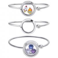 Titantium acciaio Locket Bangle, with vetro, Cerchio, unisex & stili diversi per la scelta & con strass, colore originale, 25x11mm, Diametro interno:Appross. 61mm, Venduto da PC