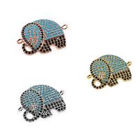 Befestiger Zirkonia Messing Schmuckverbinder, Elephant, plattiert, DIY & Micro pave Zirkonia, keine, frei von Nickel, Blei & Kadmium, 18.30x22.90mm, verkauft von PC