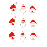 Zinklegering Kerst Hangers, Zinc Alloy, Kerstman, gold plated, Kerstontwerp & verschillende stijlen voor de keuze & glazuur, gemengde kleuren, nikkel, lood en cadmium vrij, 100pC's/Bag, Verkocht door Bag