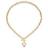 Collier de bijoux en acier inoxydable, Acier inoxydable 304, avec cristal, bijoux de mode & pour femme, plus de couleurs à choisir, 12mm, Longueur Environ 17.72 pouce, Vendu par PC