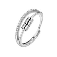 Messing Fingerring, rund, silberfarben plattiert, Einstellbar & Modeschmuck & für Frau, Silberfarbe, frei von Nickel, Blei & Kadmium, 18.30x5.50mm, verkauft von PC